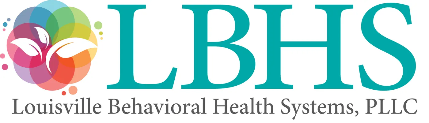 The finished Louisville Behavioral Health Systems logo: a translucent petal mark beside the LBHS wordmark.
